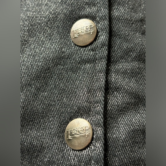 Vintage Tripp NYC Y2K Shiny Denim Snap Front Halter Corset Top - Picture 4 of 11